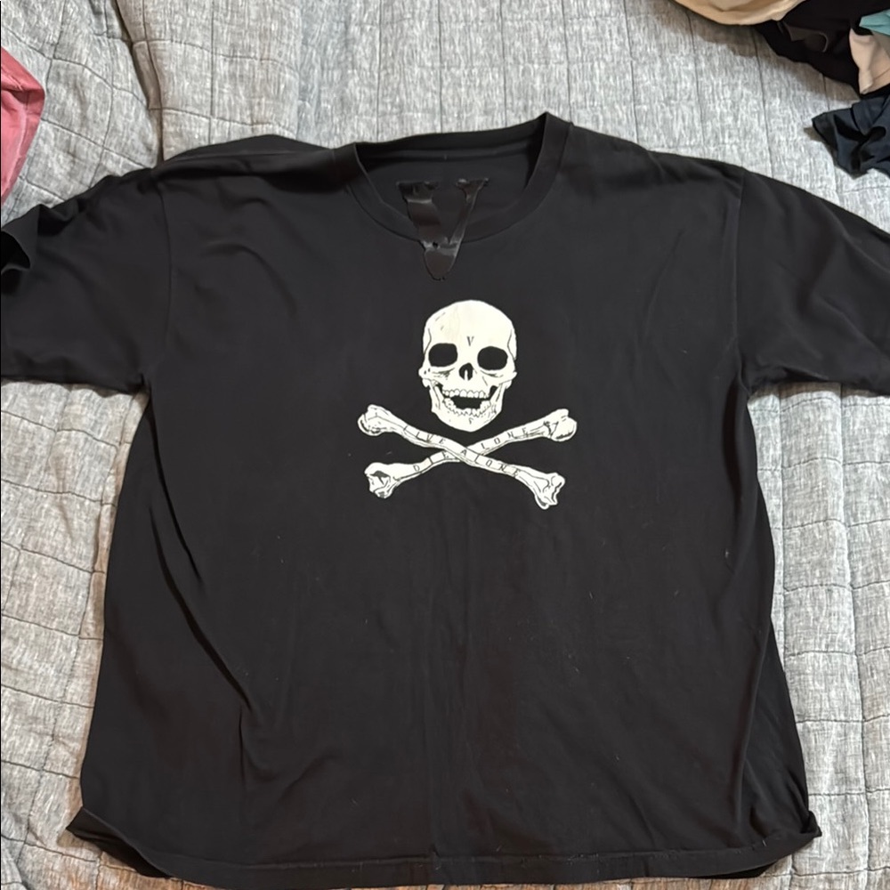 Vlone Black Skull And Crossbones T-Shirt